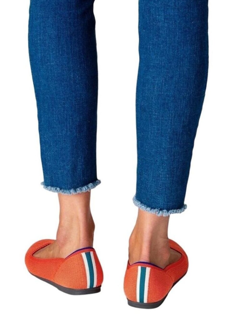 Rothy’s The Flat Persimmon Marina Heel Stripe Sz 9 RARE